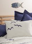 L'essentiel linge de maison Juego de funda de edredón individual ranforce Azul oscuro y blanco